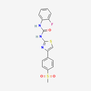 molecular formula C17H14FN3O3S2 B3162916 N-(2-fluorophenyl)-N'-{4-[4-(methylsulfonyl)phenyl]-1,3-thiazol-2-yl}urea CAS No. 882747-21-9