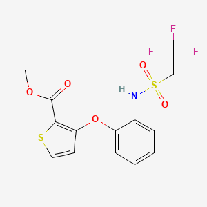molecular formula C14H12F3NO5S2 B3162939 Methyl 3-(2-{[(2,2,2-trifluoroethyl)sulfonyl]amino}phenoxy)-2-thiophenecarboxylate CAS No. 882747-52-6