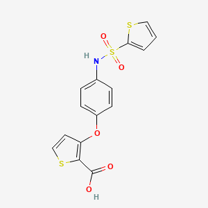 molecular formula C15H11NO5S3 B3162942 3-{4-[(2-Thienylsulfonyl)amino]phenoxy}-2-thiophenecarboxylic acid CAS No. 882747-67-3