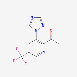molecular formula C10H7F3N4O B3162955 1-[3-(1H-1,2,4-triazol-1-yl)-5-(trifluoromethyl)-2-pyridinyl]-1-ethanone CAS No. 882747-79-7