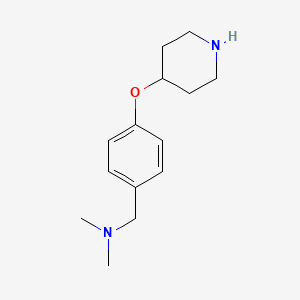 molecular formula C14H22N2O B3163179 N,N-Dimethyl[4-(4-piperidinyloxy)phenyl]-methanamine CAS No. 883532-56-7