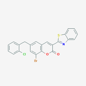 molecular formula C23H13BrClNO2S B316319 3-(1,3-benzothiazol-2-yl)-8-bromo-6-(2-chlorobenzyl)-2H-chromen-2-one 