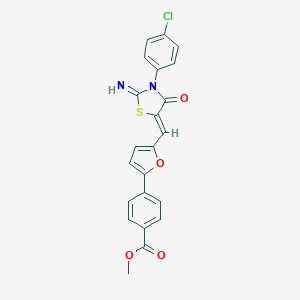 molecular formula C22H15ClN2O4S B316321 Methyl 4-(5-{[3-(4-chlorophenyl)-2-imino-4-oxo-1,3-thiazolidin-5-ylidene]methyl}-2-furyl)benzoate 