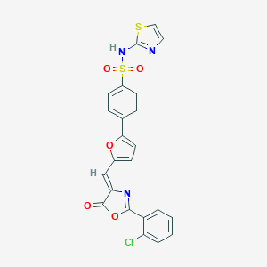 molecular formula C23H14ClN3O5S2 B316325 4-{5-[(2-(2-chlorophenyl)-5-oxo-1,3-oxazol-4(5H)-ylidene)methyl]-2-furyl}-N-(1,3-thiazol-2-yl)benzenesulfonamide 