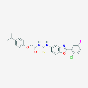 molecular formula C25H21ClIN3O3S B316333 N-[2-(2-chloro-5-iodophenyl)-1,3-benzoxazol-5-yl]-N'-[(4-isopropylphenoxy)acetyl]thiourea 