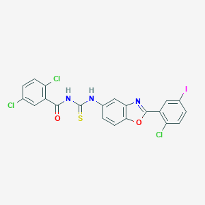 molecular formula C21H11Cl3IN3O2S B316334 2,5-dichloro-N-{[2-(2-chloro-5-iodophenyl)-1,3-benzoxazol-5-yl]carbamothioyl}benzamide 