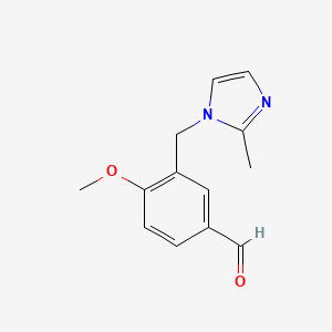 molecular formula C13H14N2O2 B3163364 4-methoxy-3-[(2-methyl-1H-imidazol-1-yl)methyl]benzaldehyde CAS No. 883545-90-2