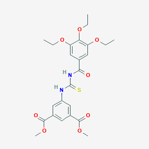 molecular formula C24H28N2O8S B316341 Dimethyl 5-({[(3,4,5-triethoxyphenyl)carbonyl]carbamothioyl}amino)benzene-1,3-dicarboxylate 
