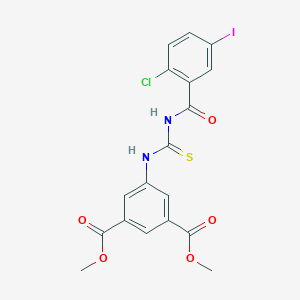 molecular formula C18H14ClIN2O5S B316345 Dimethyl 5-({[(2-chloro-5-iodophenyl)carbonyl]carbamothioyl}amino)benzene-1,3-dicarboxylate 