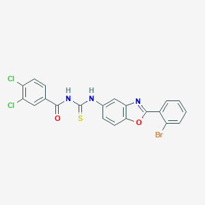 molecular formula C21H12BrCl2N3O2S B316353 N-{[2-(2-bromophenyl)-1,3-benzoxazol-5-yl]carbamothioyl}-3,4-dichlorobenzamide 