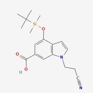 molecular formula C18H24N2O3Si B3163596 4-(tert-Butyldimethylsilanyloxy)-1-(2-cyanoethyl)-1H-indole-6-carboxylic acid CAS No. 885266-76-2