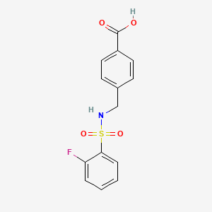 molecular formula C14H12FNO4S B3163605 4-(((2-Fluorophenyl)sulfonamido)methyl)benzoic acid CAS No. 885268-88-2