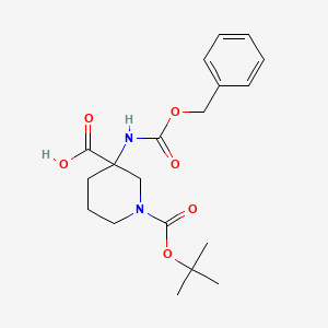 molecular formula C19H26N2O6 B3163652 3-(((Benzyloxy)carbonyl)amino)-1-(tert-butoxycarbonyl)piperidine-3-carboxylic acid CAS No. 885270-27-9