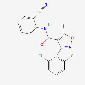 molecular formula C18H11Cl2N3O2 B3163734 N-(2-cyanophenyl)-3-(2,6-dichlorophenyl)-5-methyl-1,2-oxazole-4-carboxamide CAS No. 885660-33-3