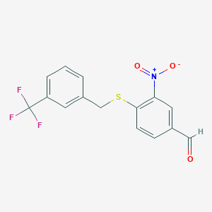 3-Nitro-4-{[3-(trifluoromethyl)benzyl]-sulfanyl}benzenecarbaldehyde