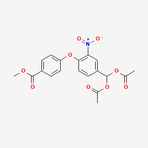 molecular formula C19H17NO9 B3163830 Methyl 4-{4-[bis(acetyloxy)methyl]-2-nitrophenoxy}benzenecarboxylate CAS No. 886361-08-6