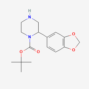 molecular formula C16H22N2O4 B3163898 Tert-butyl 2-(2H-1,3-benzodioxol-5-YL)piperazine-1-carboxylate CAS No. 886770-00-9