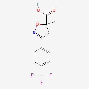 molecular formula C12H10F3NO3 B3163915 5-Methyl-3-(4-(trifluoromethyl)phenyl)-4,5-dihydroisoxazole-5-carboxylic acid CAS No. 886967-72-2