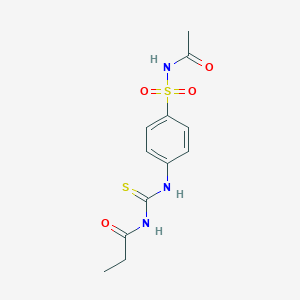 molecular formula C12H15N3O4S2 B316404 N-{[4-(acetylsulfamoyl)phenyl]carbamothioyl}propanamide 