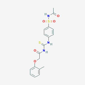 N-{[4-(acetylsulfamoyl)phenyl]carbamothioyl}-2-(2-methylphenoxy)acetamide