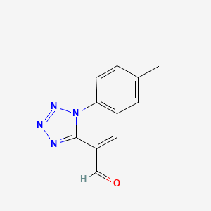 molecular formula C12H10N4O B3164166 7,8-Dimethyl-1,2,3,9b-tetraaza-cyclopenta[a]-naphthalene-4-carbaldehyde CAS No. 889939-65-5