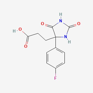 molecular formula C12H11FN2O4 B3164177 3-[4-(4-Fluoro-phenyl)-2,5-dioxo-imidazolidin-4-YL]-propionic acid CAS No. 889939-74-6