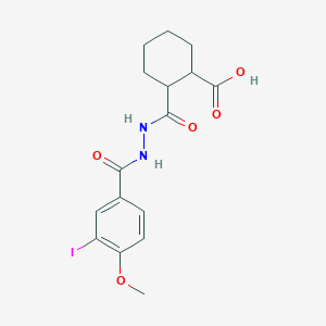 molecular formula C16H19IN2O5 B3164356 2-{[2-(3-Iodo-4-methoxybenzoyl)hydrazino]carbonyl}cyclohexanecarboxylic acid CAS No. 892196-84-8