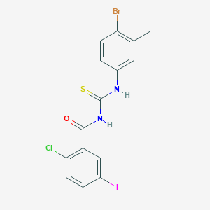 molecular formula C15H11BrClIN2OS B316451 N-[(4-bromo-3-methylphenyl)carbamothioyl]-2-chloro-5-iodobenzamide 