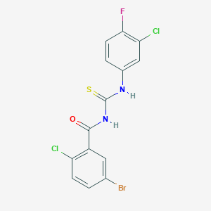 5-bromo-2-chloro-N-[(3-chloro-4-fluorophenyl)carbamothioyl]benzamide