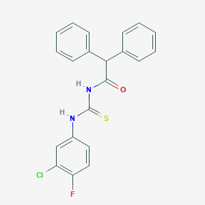 molecular formula C21H16ClFN2OS B316463 N-[(3-chloro-4-fluorophenyl)carbamothioyl]-2,2-diphenylacetamide 