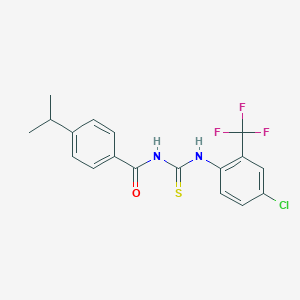 molecular formula C18H16ClF3N2OS B316467 N-{[4-chloro-2-(trifluoromethyl)phenyl]carbamothioyl}-4-(propan-2-yl)benzamide 