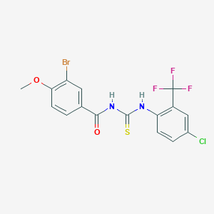molecular formula C16H11BrClF3N2O2S B316469 3-bromo-N-{[4-chloro-2-(trifluoromethyl)phenyl]carbamothioyl}-4-methoxybenzamide 