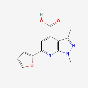 molecular formula C13H11N3O3 B3164693 6-(furan-2-yl)-1,3-dimethyl-1H-pyrazolo[3,4-b]pyridine-4-carboxylic acid CAS No. 893645-73-3