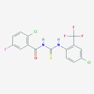 molecular formula C15H8Cl2F3IN2OS B316472 2-chloro-N-{[4-chloro-2-(trifluoromethyl)phenyl]carbamothioyl}-5-iodobenzamide 