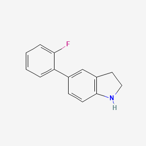 molecular formula C14H12FN B3164791 5-(2-fluorophenyl)-2,3-dihydro-1H-indole CAS No. 893735-25-6