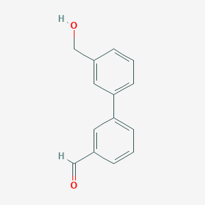 molecular formula C14H12O2 B3164841 3'-(Hydroxymethyl)-[1,1'-biphenyl]-3-carbaldehyde CAS No. 893738-86-8