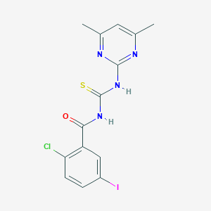 molecular formula C14H12ClIN4OS B316494 2-chloro-N-[(4,6-dimethylpyrimidin-2-yl)carbamothioyl]-5-iodobenzamide 