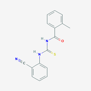 molecular formula C16H13N3OS B316497 N-[(2-cyanophenyl)carbamothioyl]-2-methylbenzamide 