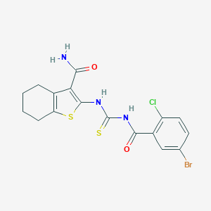 molecular formula C17H15BrClN3O2S2 B316502 2-({[(5-Bromo-2-chlorobenzoyl)amino]carbothioyl}amino)-4,5,6,7-tetrahydro-1-benzothiophene-3-carboxamide 