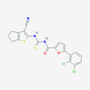 molecular formula C20H13Cl2N3O2S2 B316507 N-[(3-cyano-5,6-dihydro-4H-cyclopenta[b]thiophen-2-yl)carbamothioyl]-5-(2,3-dichlorophenyl)furan-2-carboxamide 