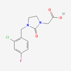 molecular formula C12H12ClFN2O3 B3165134 [3-(2-Chloro-4-fluorobenzyl)-2-oxoimidazolidin-1-yl]acetic acid CAS No. 896683-45-7