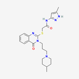 2-({3-[3-(4-methylpiperidin-1-yl)propyl]-4-oxo-3,4-dihydroquinazolin-2-yl}thio)-N-(3-methyl-1H-pyrazol-5-yl)acetamide