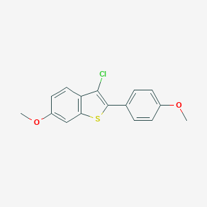 molecular formula C16H13ClO2S B031653 3-Chloro-6-methoxy-2-(4-methoxyphenyl)benzo[b]thiophene CAS No. 103597-06-4
