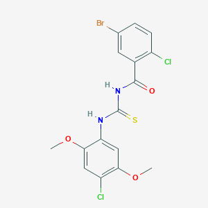 molecular formula C16H13BrCl2N2O3S B316533 5-bromo-2-chloro-N-[(4-chloro-2,5-dimethoxyphenyl)carbamothioyl]benzamide 