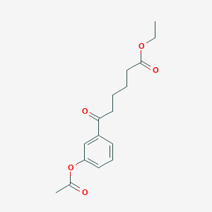 molecular formula C16H20O5 B3165356 Ethyl 6-(3-acetoxyphenyl)-6-oxohexanoate CAS No. 898758-81-1