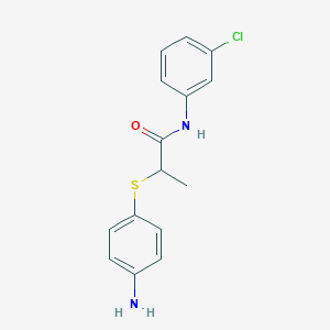 molecular formula C15H15ClN2OS B3165435 2-[(4-Aminophenyl)thio]-N-(3-chlorophenyl)-propanamide CAS No. 899587-18-9