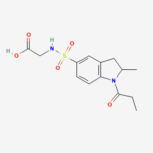 molecular formula C14H18N2O5S B3165456 {[(2-methyl-1-propionyl-2,3-dihydro-1H-indol-5-yl)sulfonyl]amino}acetic acid CAS No. 899718-20-8