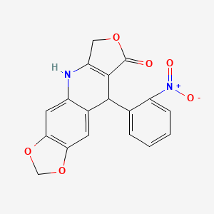 molecular formula C18H12N2O6 B3165503 9-(2-nitrophenyl)-6,9-dihydro[1,3]dioxolo[4,5-g]furo[3,4-b]quinolin-8(5H)-one CAS No. 900014-88-2