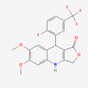 molecular formula C20H15F4NO4 B3165504 9-[2-fluoro-5-(trifluoromethyl)phenyl]-6,7-dimethoxy-4,9-dihydrofuro[3,4-b]quinolin-1(3H)-one CAS No. 900014-93-9
