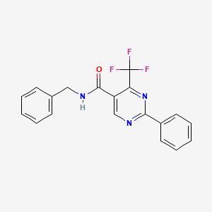 molecular formula C19H14F3N3O B3165525 N-benzyl-2-phenyl-4-(trifluoromethyl)-5-pyrimidinecarboxamide CAS No. 900019-74-1
